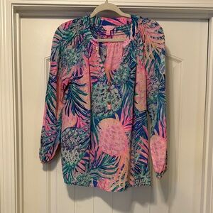 Lilly Pulitzer Pink and Green Tropical Blouse
